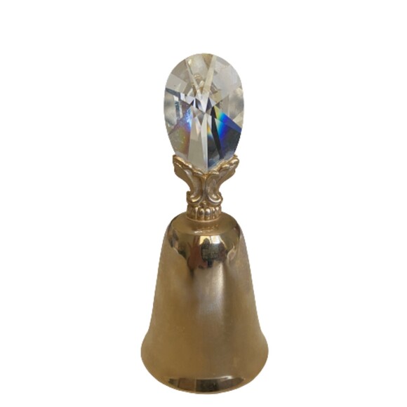 Gold Plated Handheld Bell with Crystal Decoration
